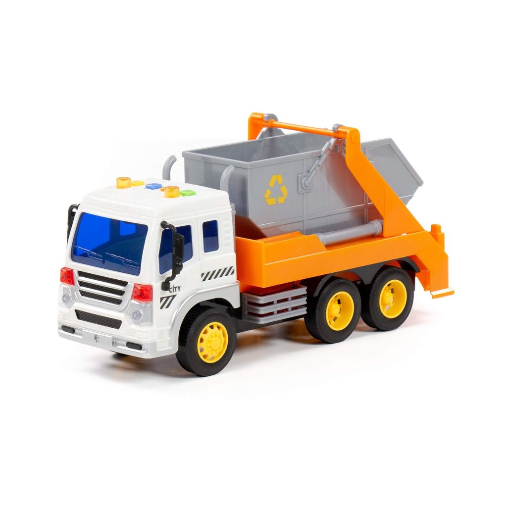 Сити, автомобиль-контейнеровоз инерционный (со светом и звуком) (оранжевый) (в коробке) - Полесье фото 2