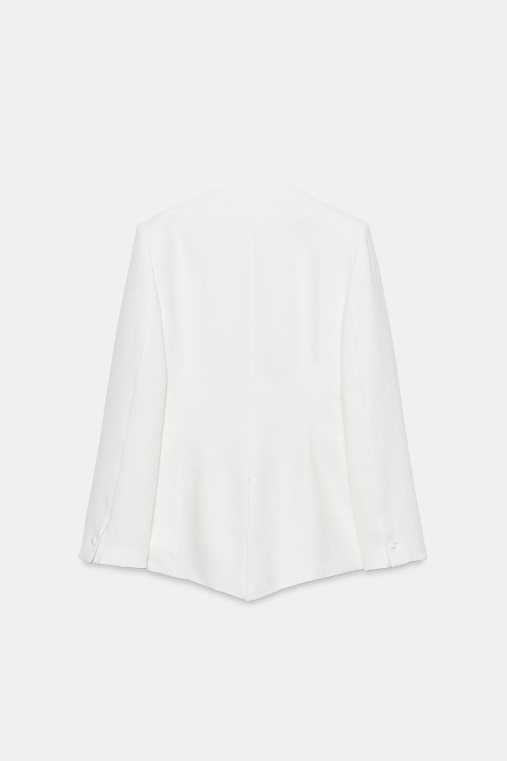 ZW COLLECTION TUXEDO-STYLE LINEN BLEND BLAZER - Zara фото 6