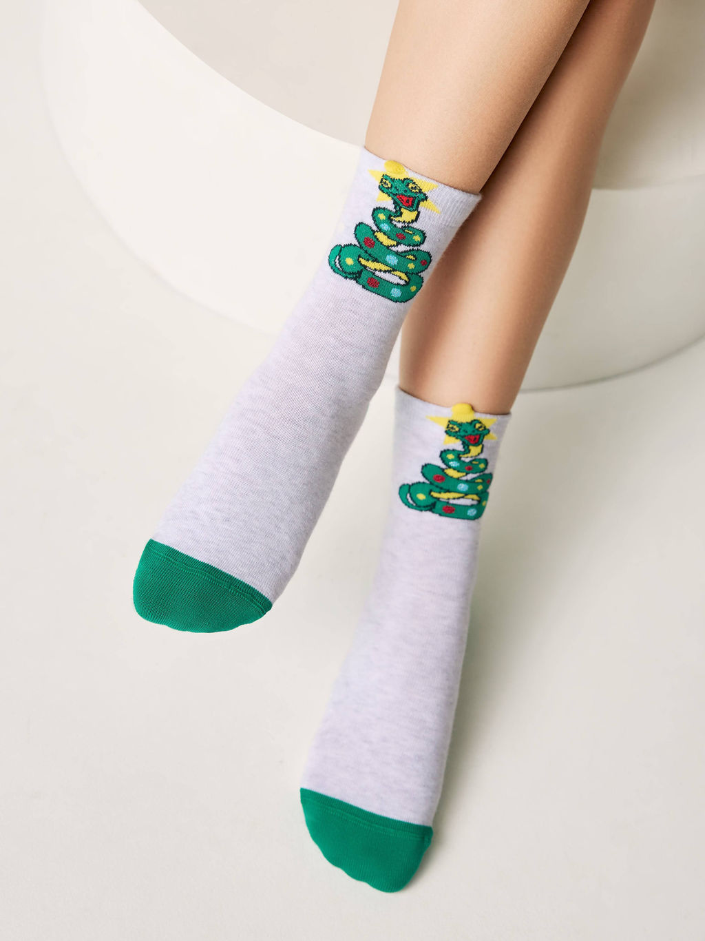 Цена за 2 пары. Носки новогодние светло-серый