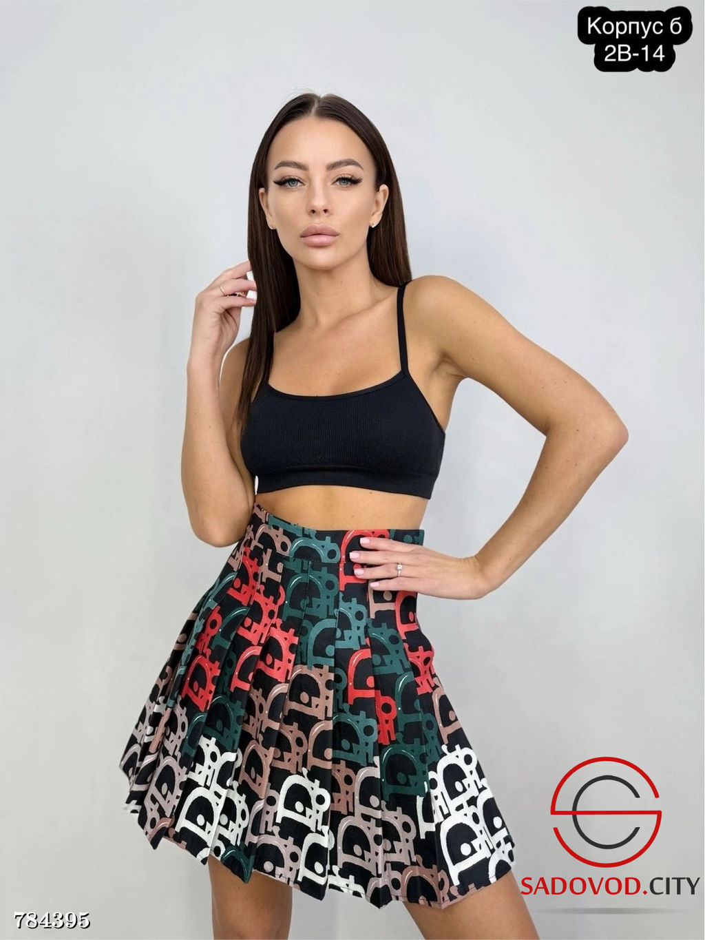 Юбка в складку с принтом мини