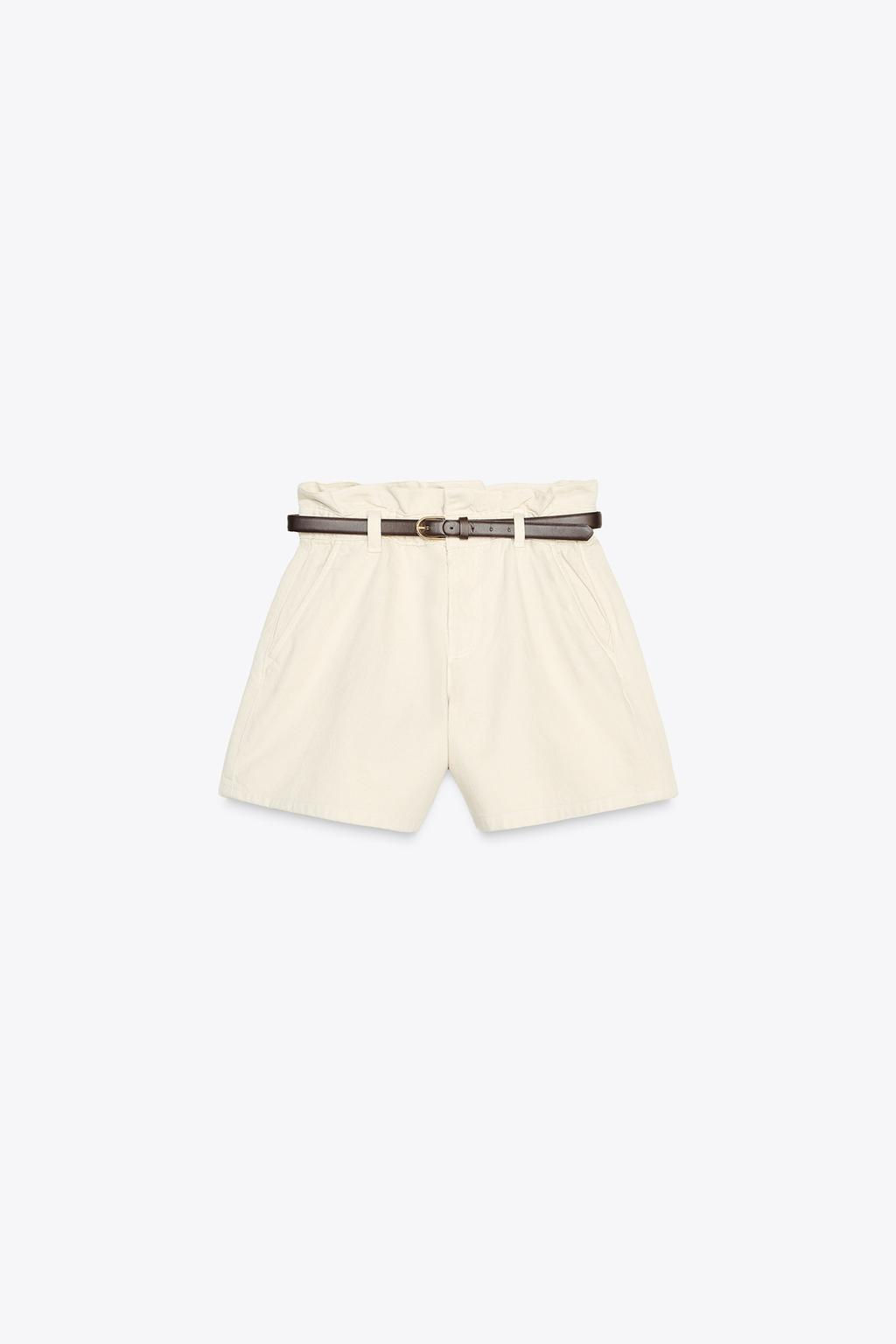 Z1975 DENIM PAPERBAG BERMUDA SHORTS WITH BELT - Zara фото 5