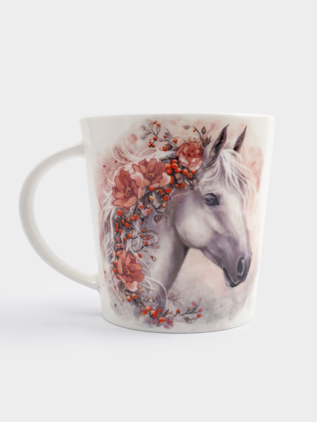 Кружка, 450 мл, фарфор F, белая, Лошадь с цветами, Horse - Anna lafarg фото 4