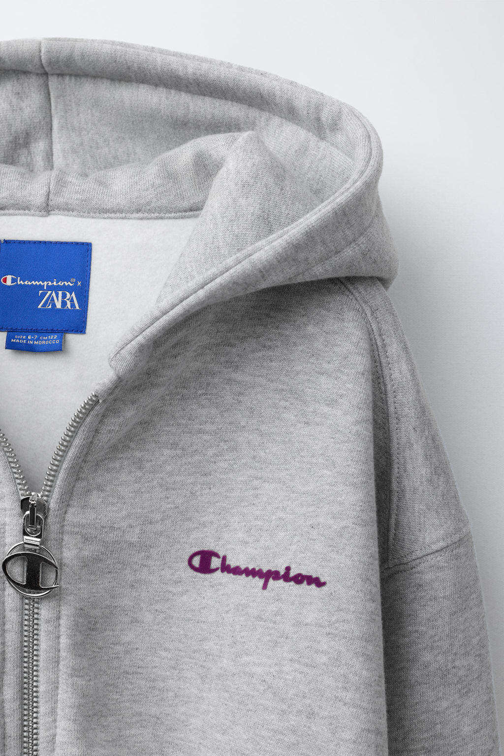 CHAMPION ® X ZARA FLOCK TEXT ZIP-UP HOODIE  фото 3