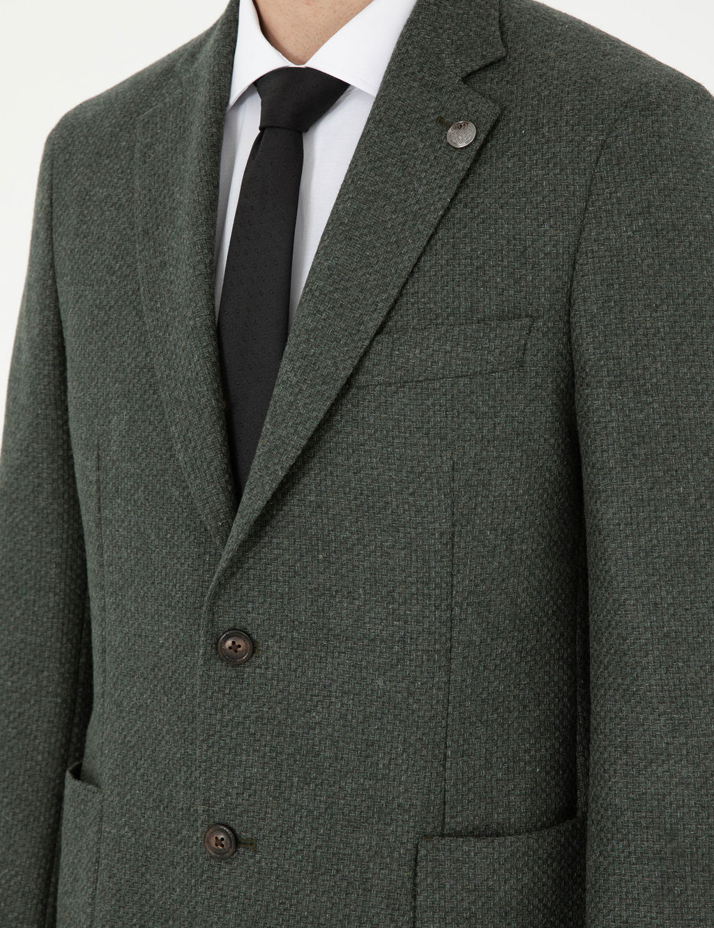 Haki Y_n Kar___ml_ Slim Fit Ceket