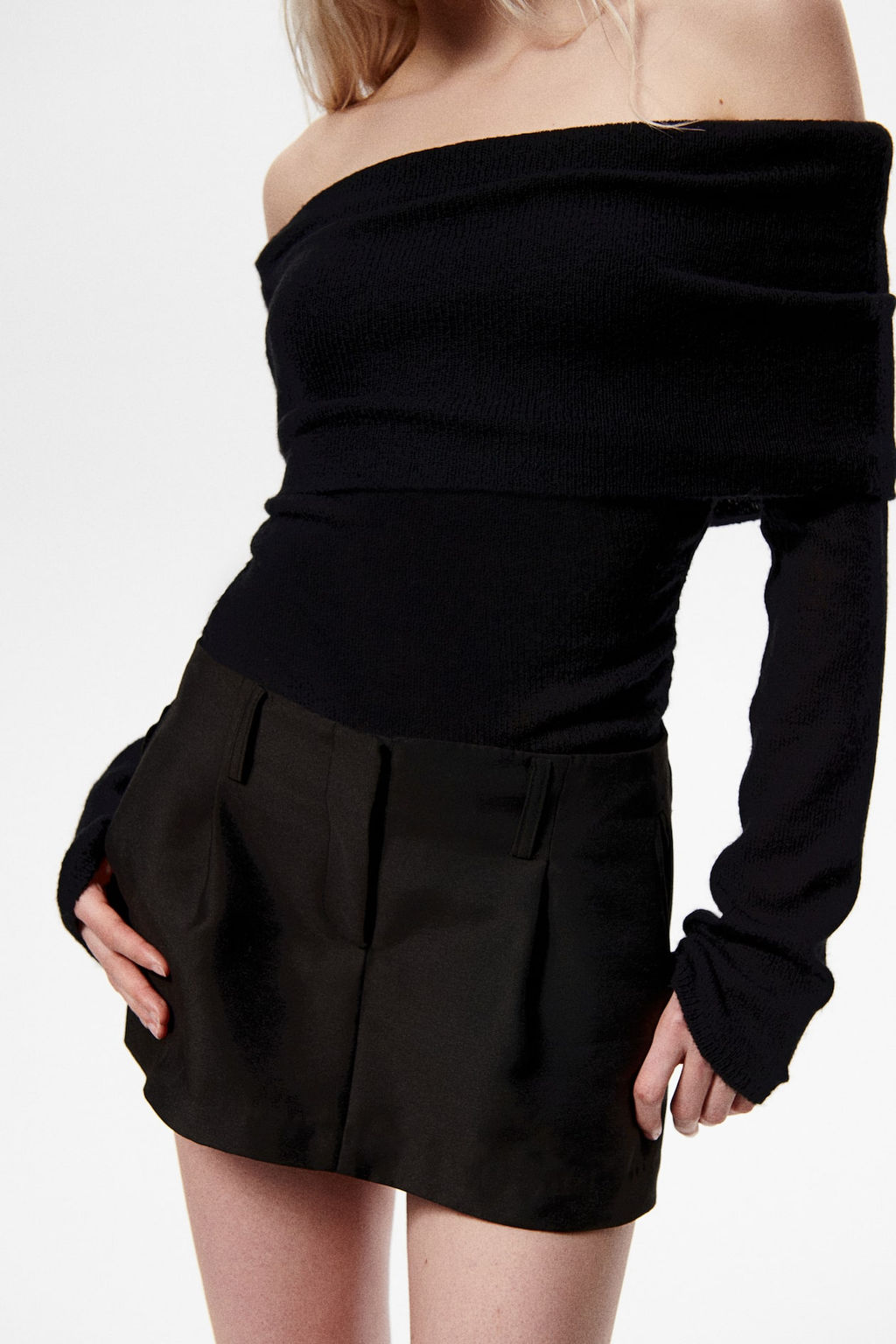 Jersey off-the-shoulder en punto transparente - H&m фото 2