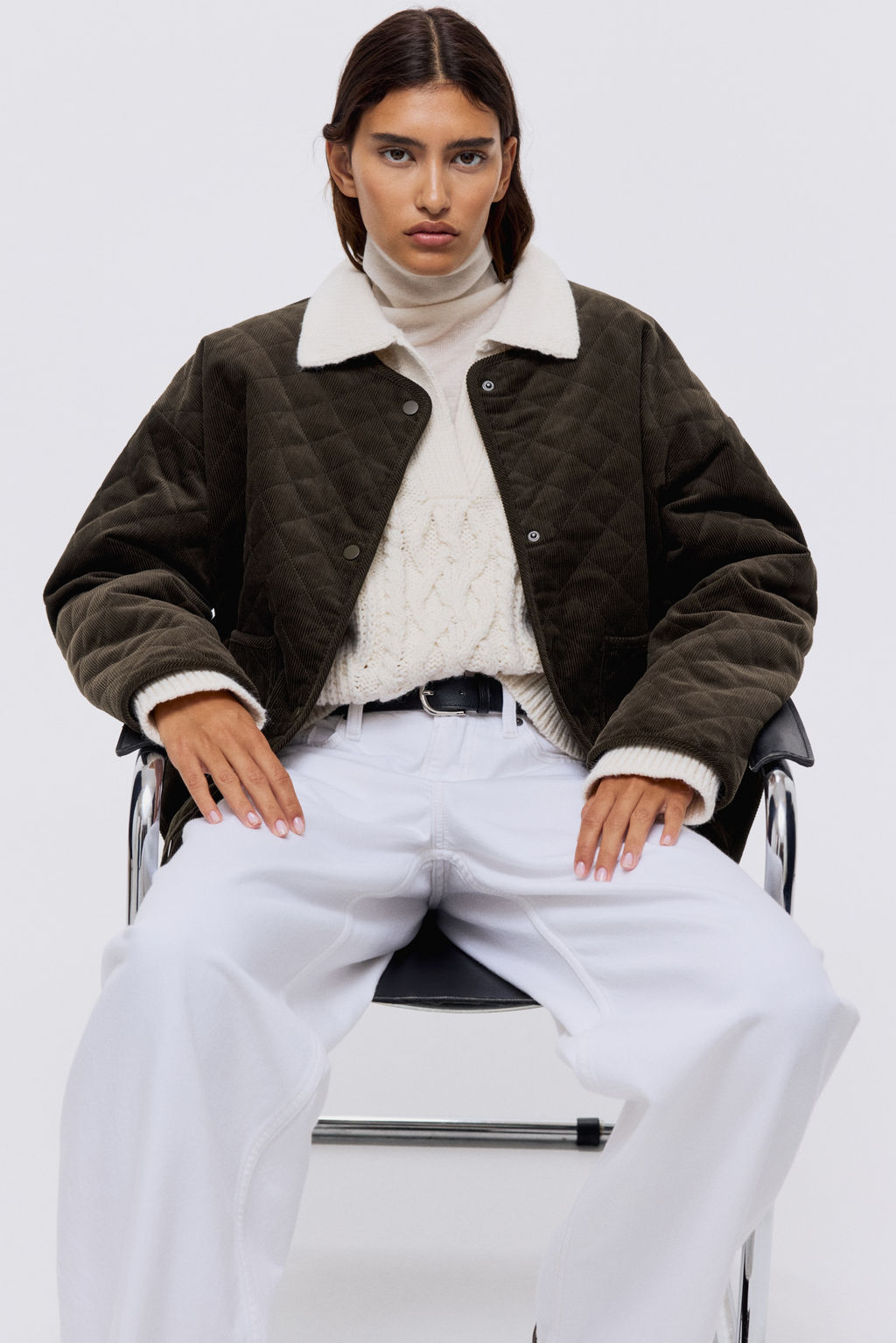 Chaqueta oversize de pana con dise?o guateado - H&m фото 3