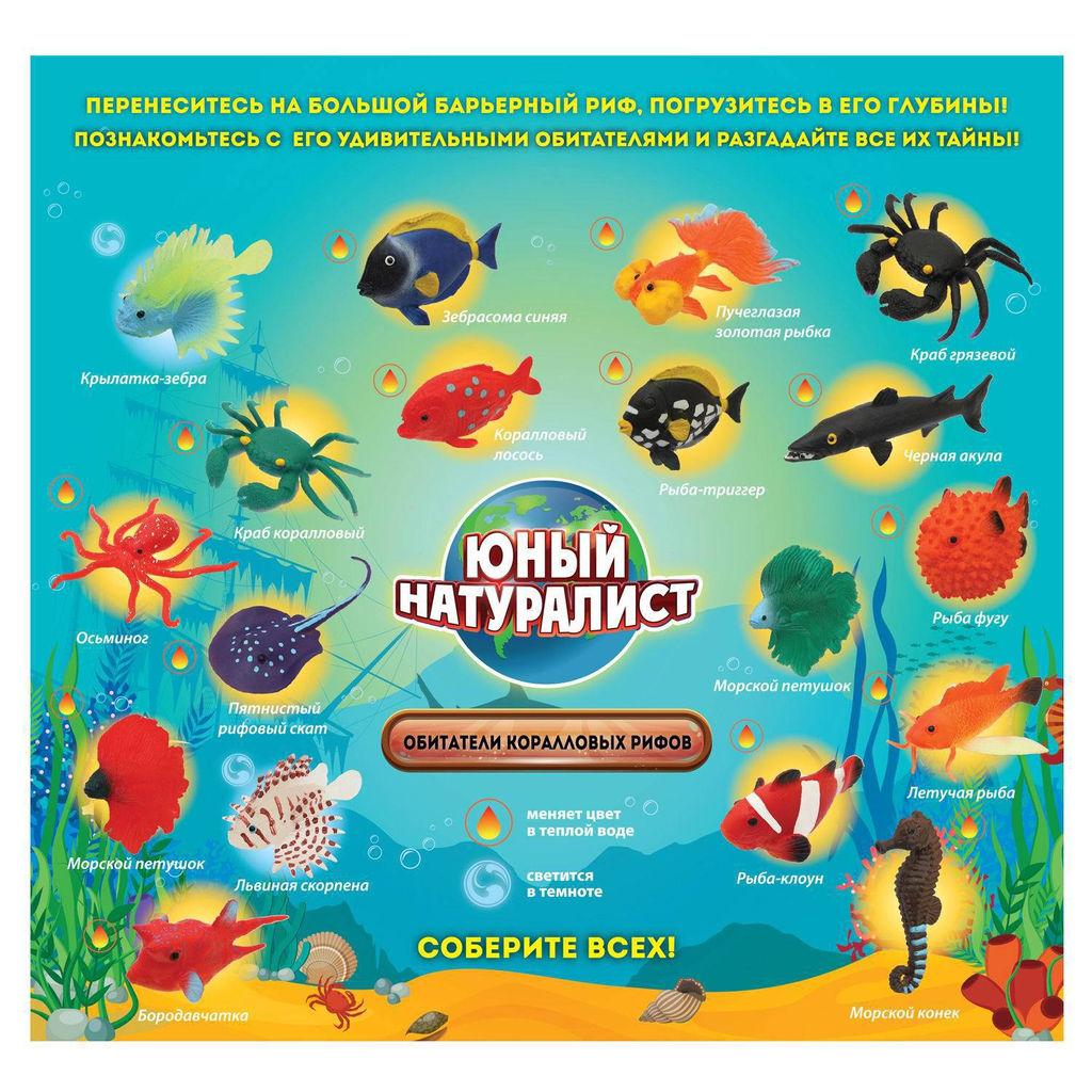 Фигурка ABtoys Юный натуралист Волшебная рыбка (обитатели коралловых рифов), меняет цвет в воде  фото 18