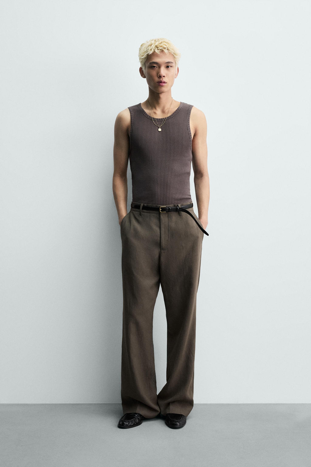 CAMISETA TANK SLIM FIT RIB / Gris oscuro
