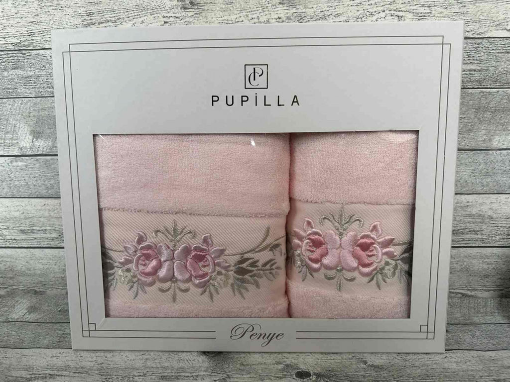 Набор полотенец Pupilla EVA хлопок (2 шт) (50*90,70*140) цветы на ветке розовый