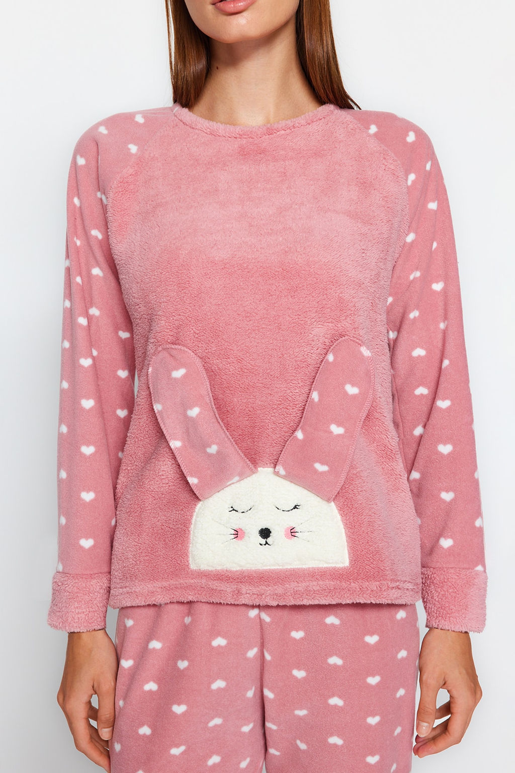 Trendyolmilla Lila 3lu Kalpli Uyku Bantl? Polar K?sl?k Orme Pijama Tak?m? THMAW21PT0666 фото 12