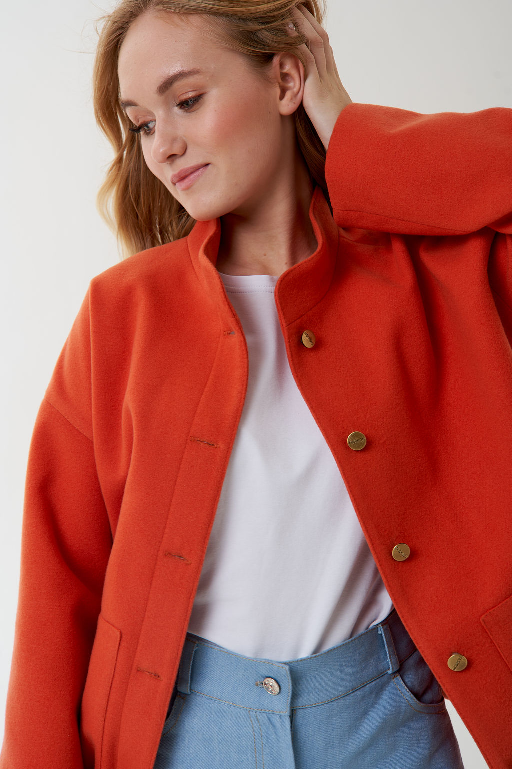 Бомбер из драпа арт. 8026 оранжевый