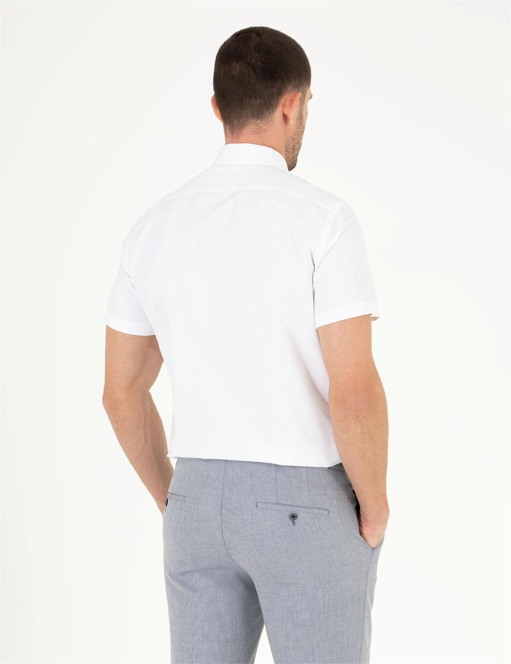 Beyaz Regular Fit K_sa Kollu Klasik G_mlek - Pierre cardin фото 5