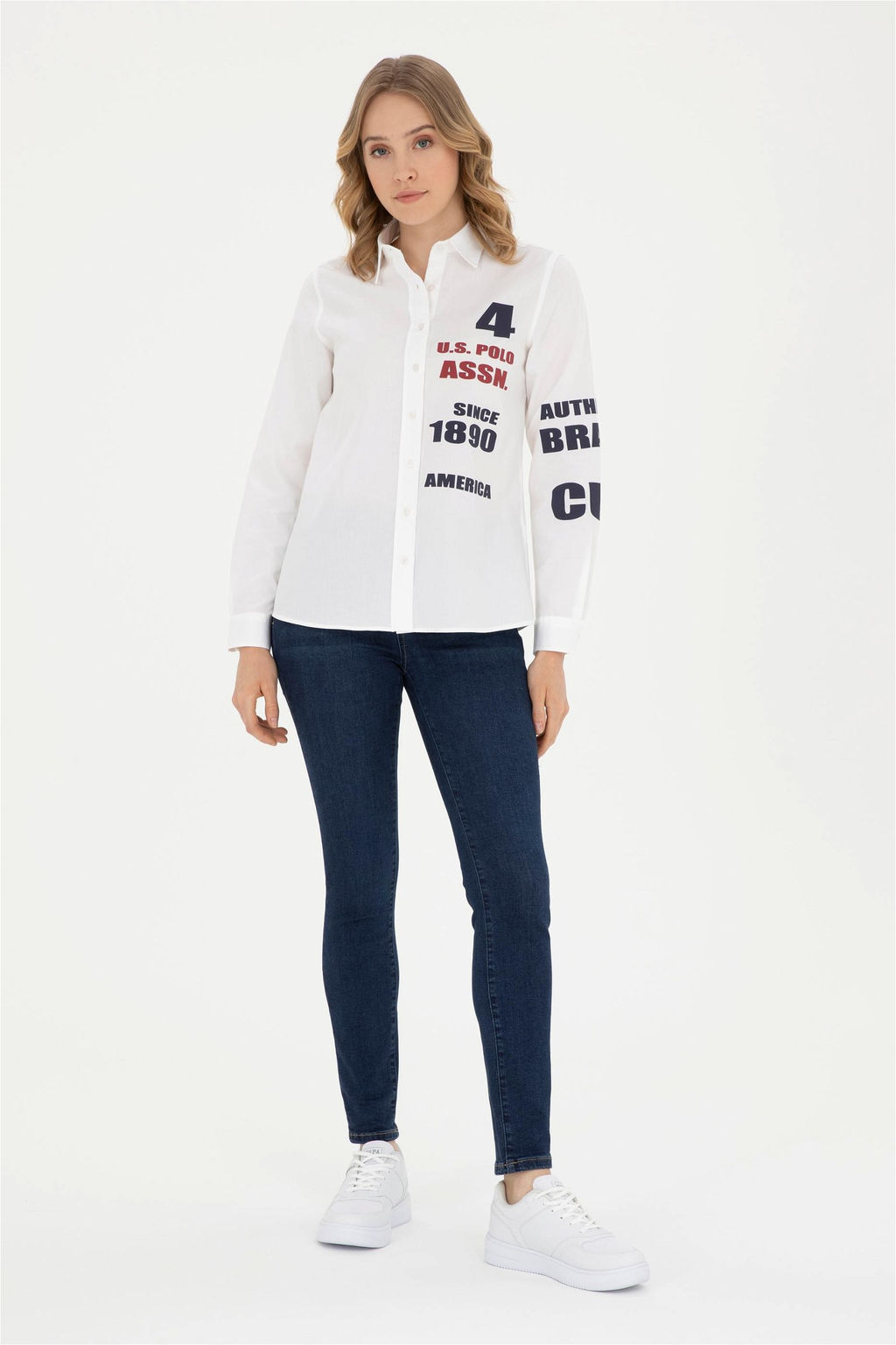 U. S. Polo Assn / Женская белая рубашка с длинным рукавом - U.s. polo assn фото 4
