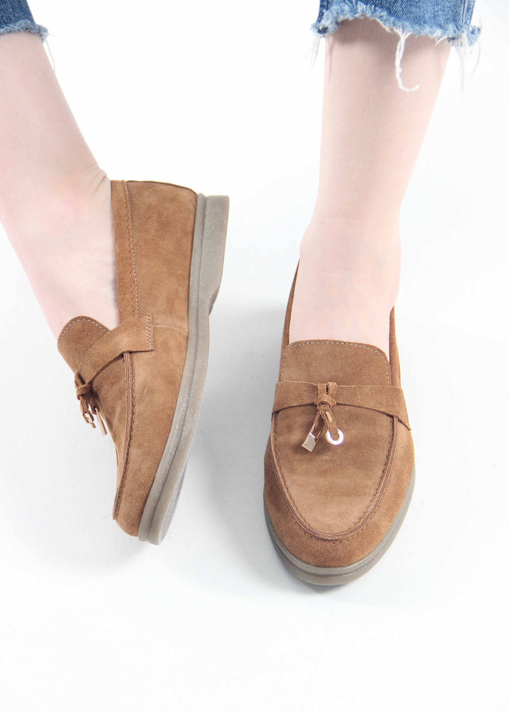 Лоферы туфли 170.2614be. светло- коричневый замша