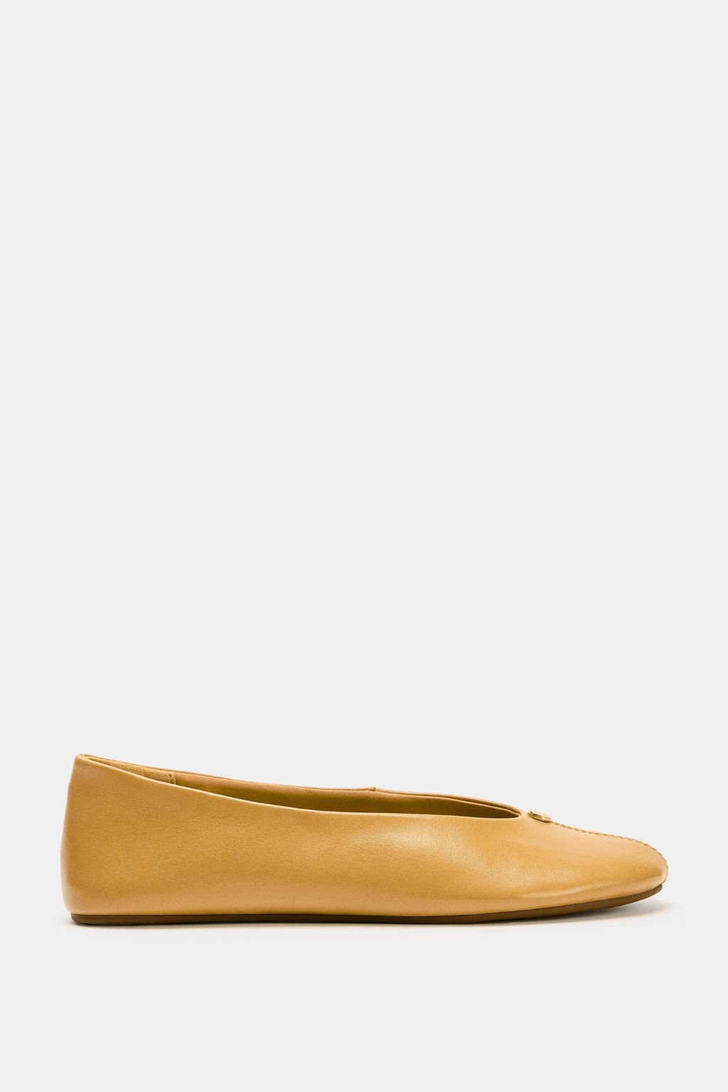 LEATHER BALLET FLATS WITH METAL DETAIL - Zara фото 3