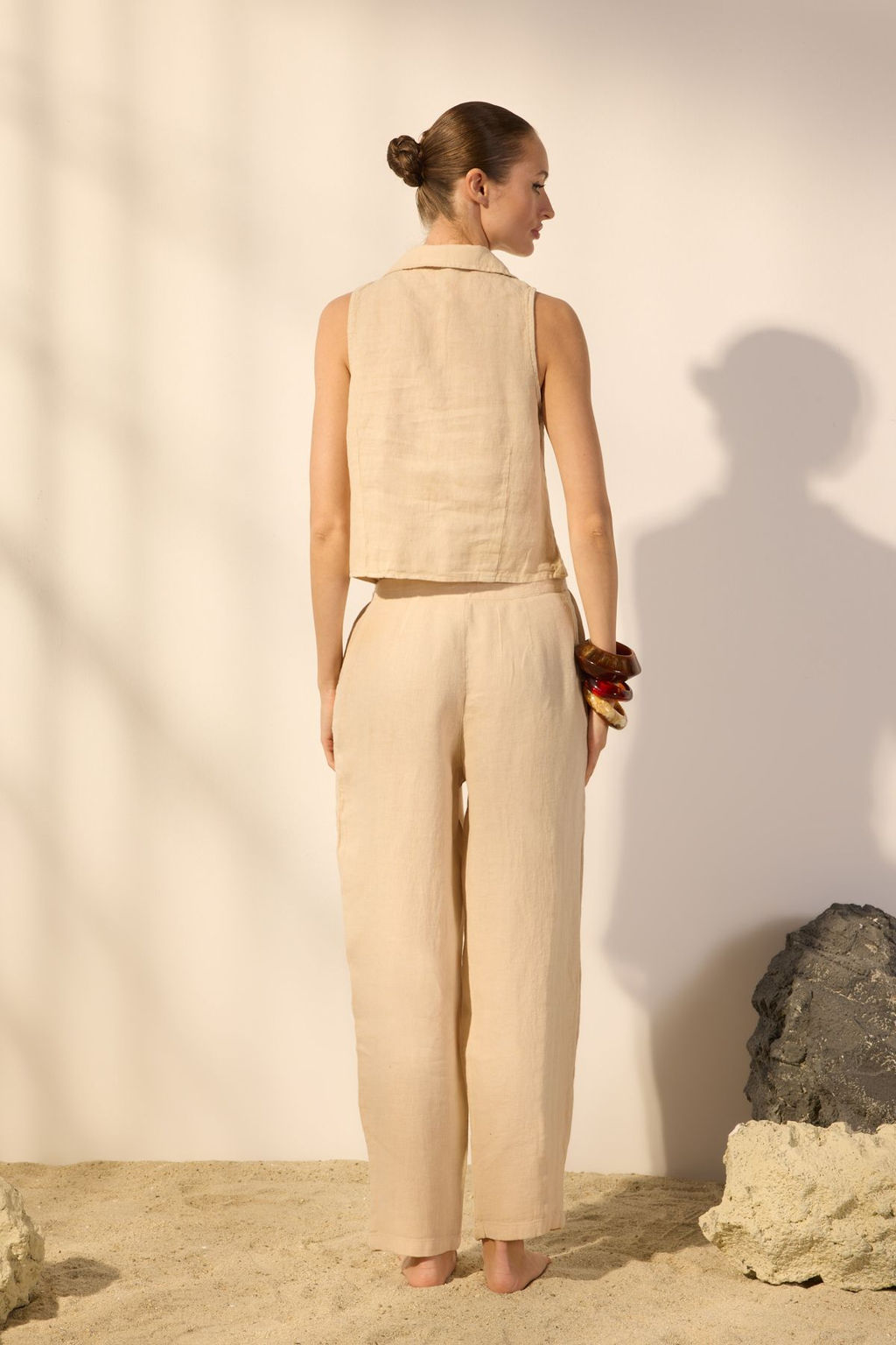 Bej %100 Keten Kemer Detayl? Barrel Pantolon TWOSS25JE00241 - Trendyolmilla фото 4