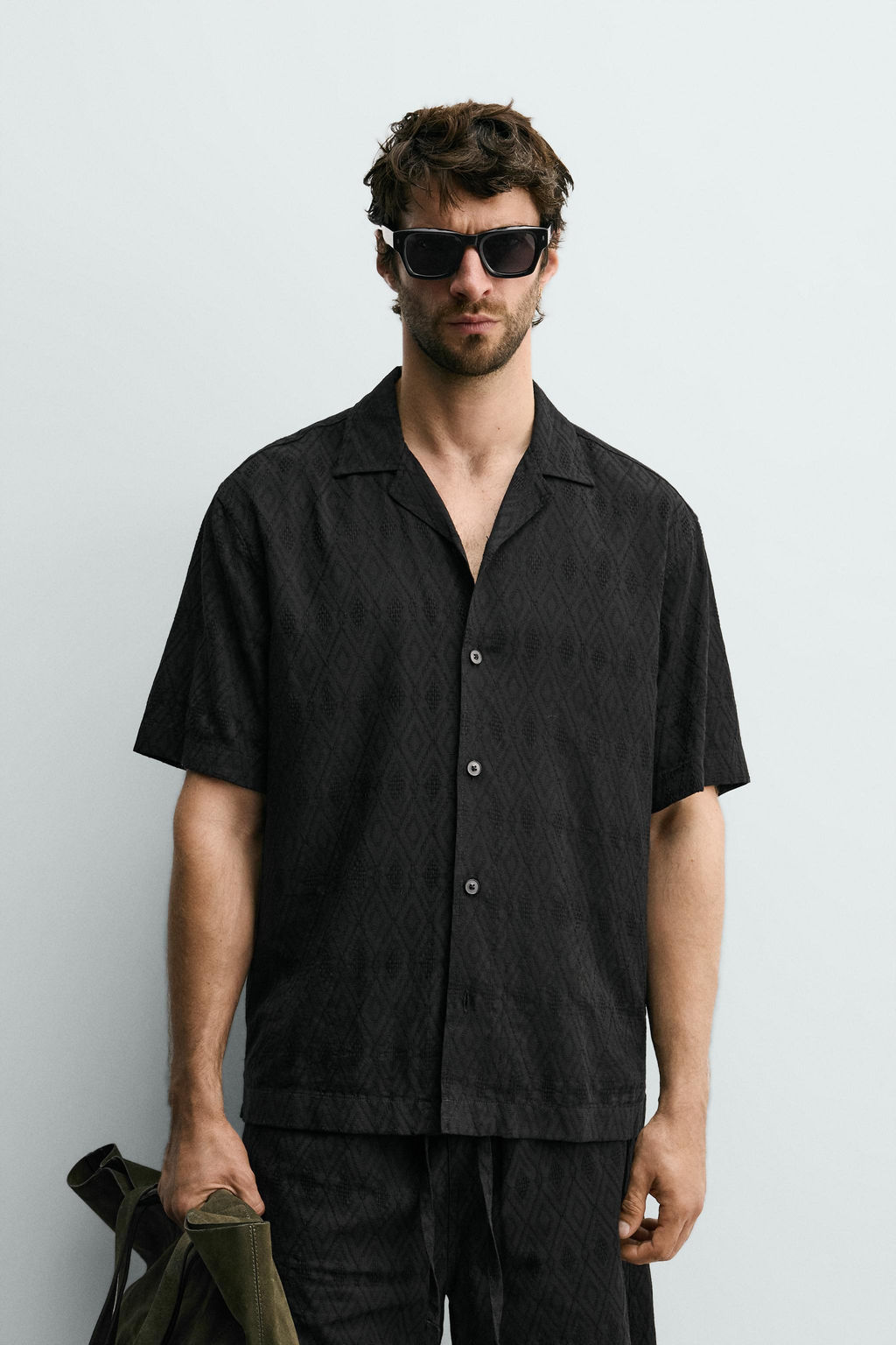 CAMISA RELAXED FIT JACQUARD GEOM?TRICO / Negro - Zara фото 2
