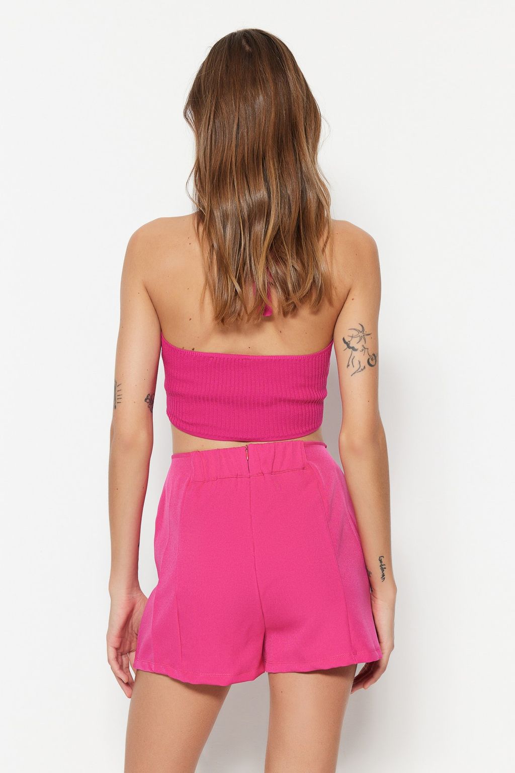 TRENDYOLMILLA Lacivert Cift Y?rtmacl? Super Mini Dokuma Sort Etek TWOSS20SR0364 фото 6