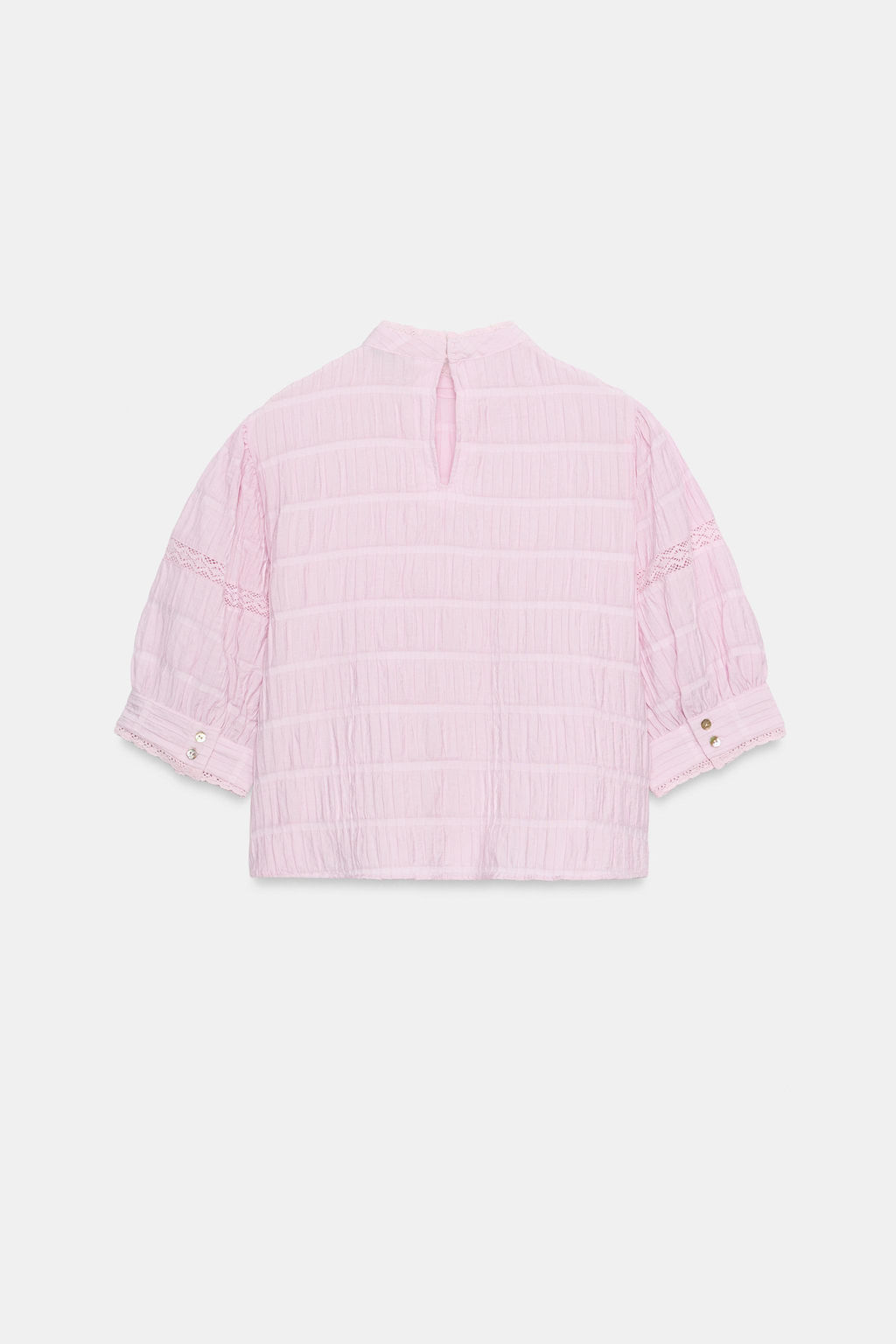 CAMISA ENTREDOSES MANGA GLOBO / Rosa - Zara фото 6