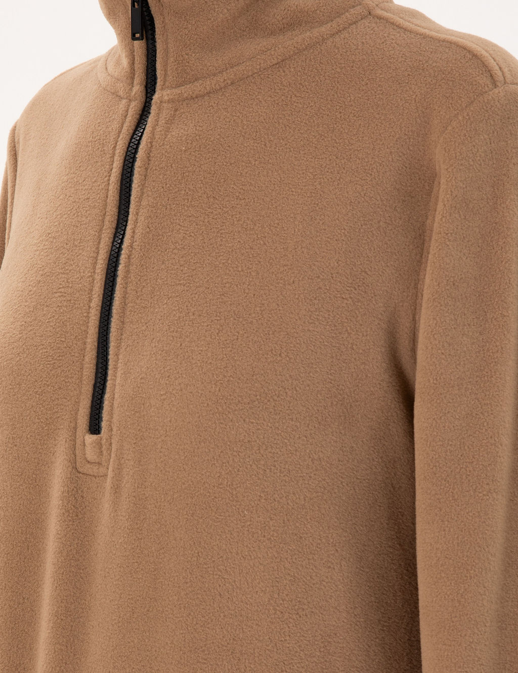 Camel Comfort Fit Fermuarl_ Polar Sweatshirt