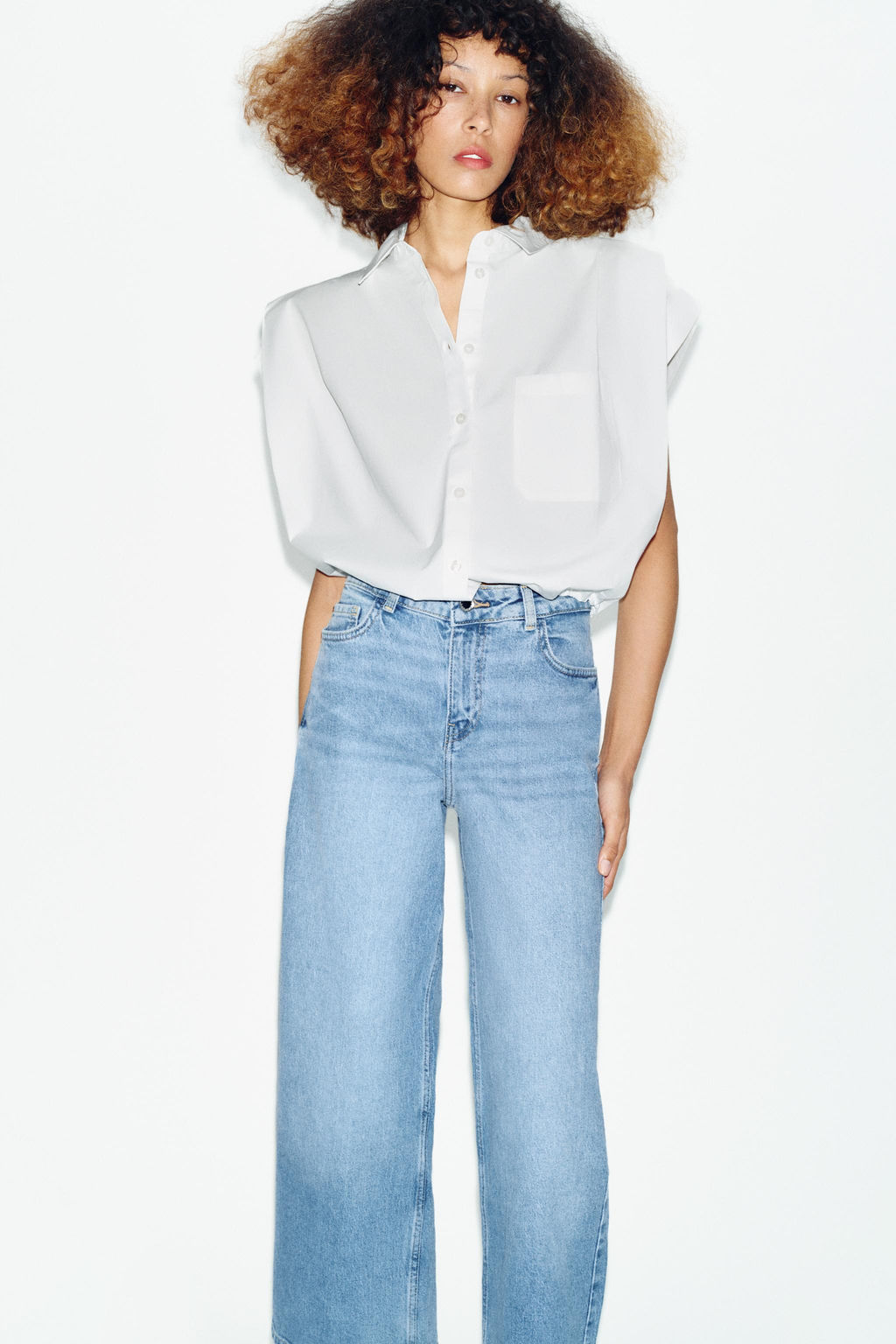 JEANS Z1975 CULOTTE TIRO ALTO COMFORT / Azul claro - Zara фото 3