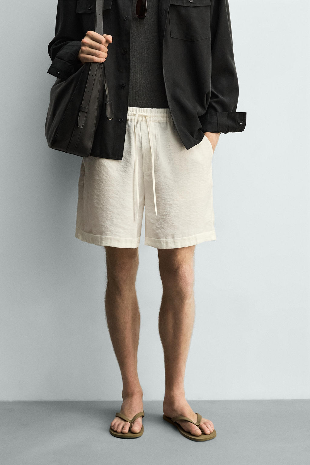BERMUDA FLUIDA RELAXED FIT / Blanco roto - Zara фото 2