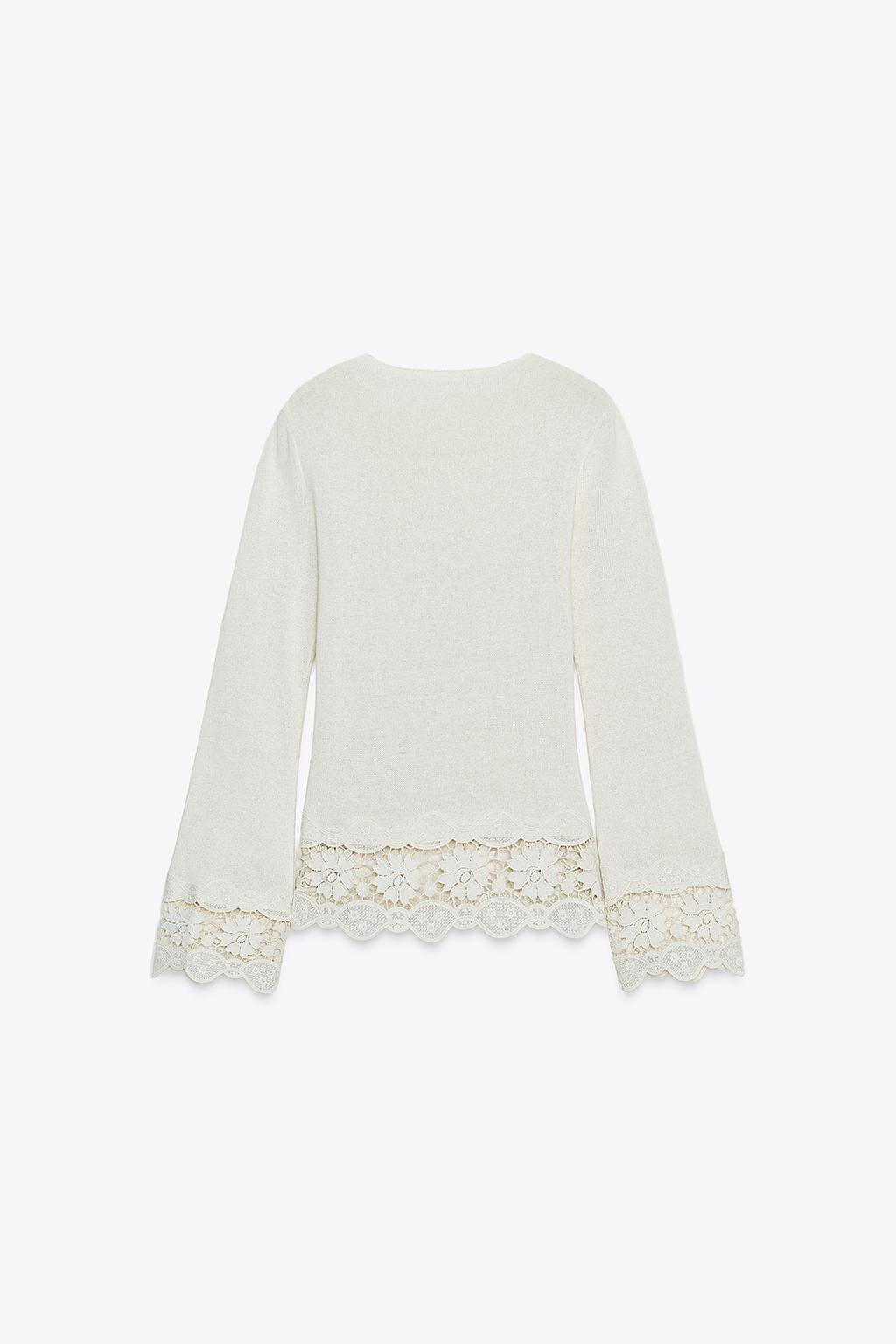 GUIPURE COMBINATION T-SHIRT - Zara фото 9