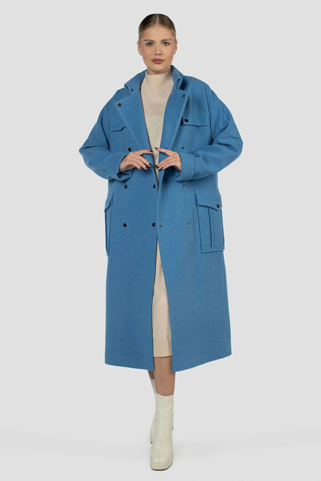 01-12075 Пальто женское демисезонное (пояс) - El podio фото 4