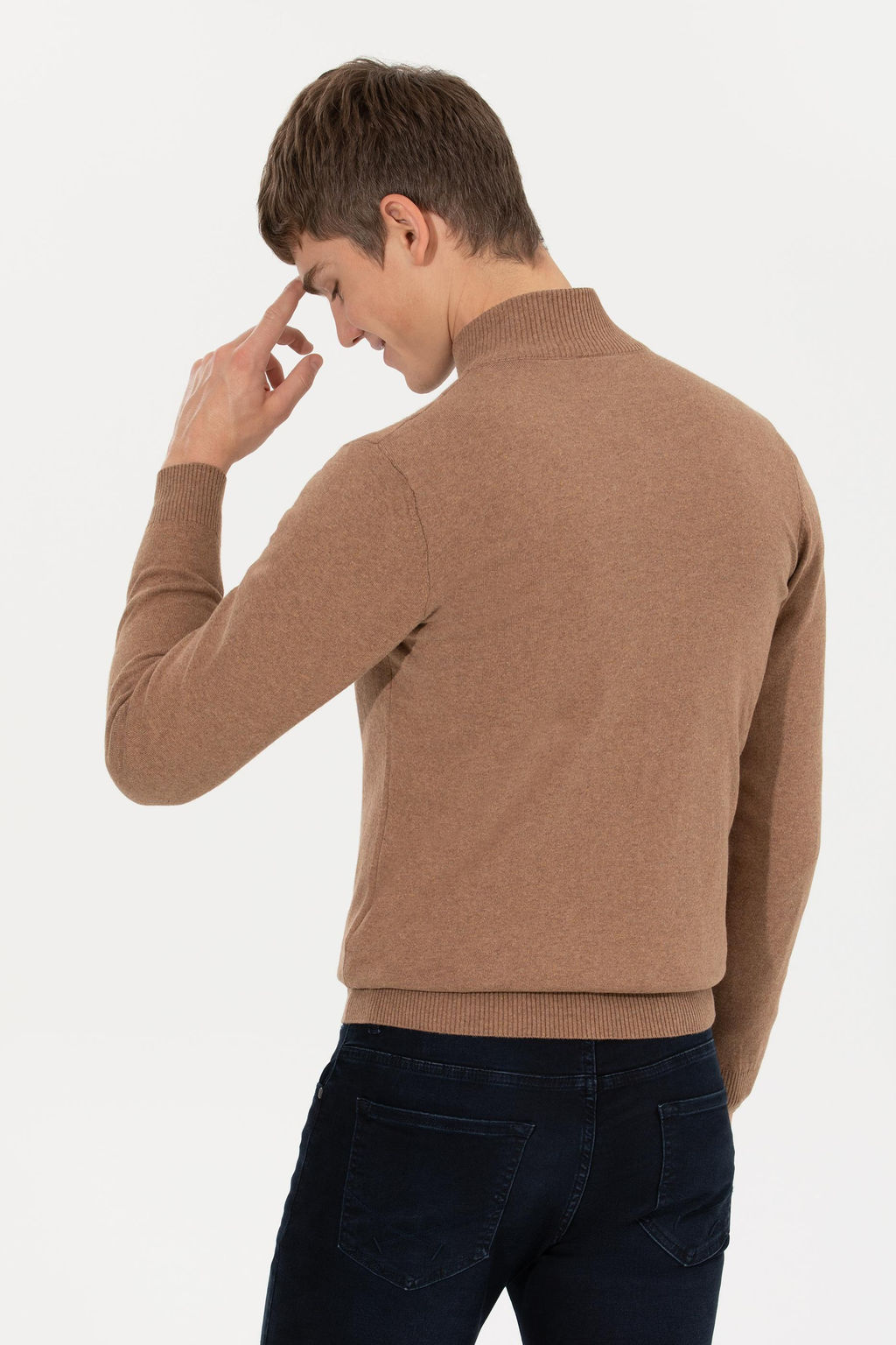 Мужской базовый трикотажный кардиган цвета Camel Melange Неожиданная скидка в корзине - U.s. polo assn фото 5