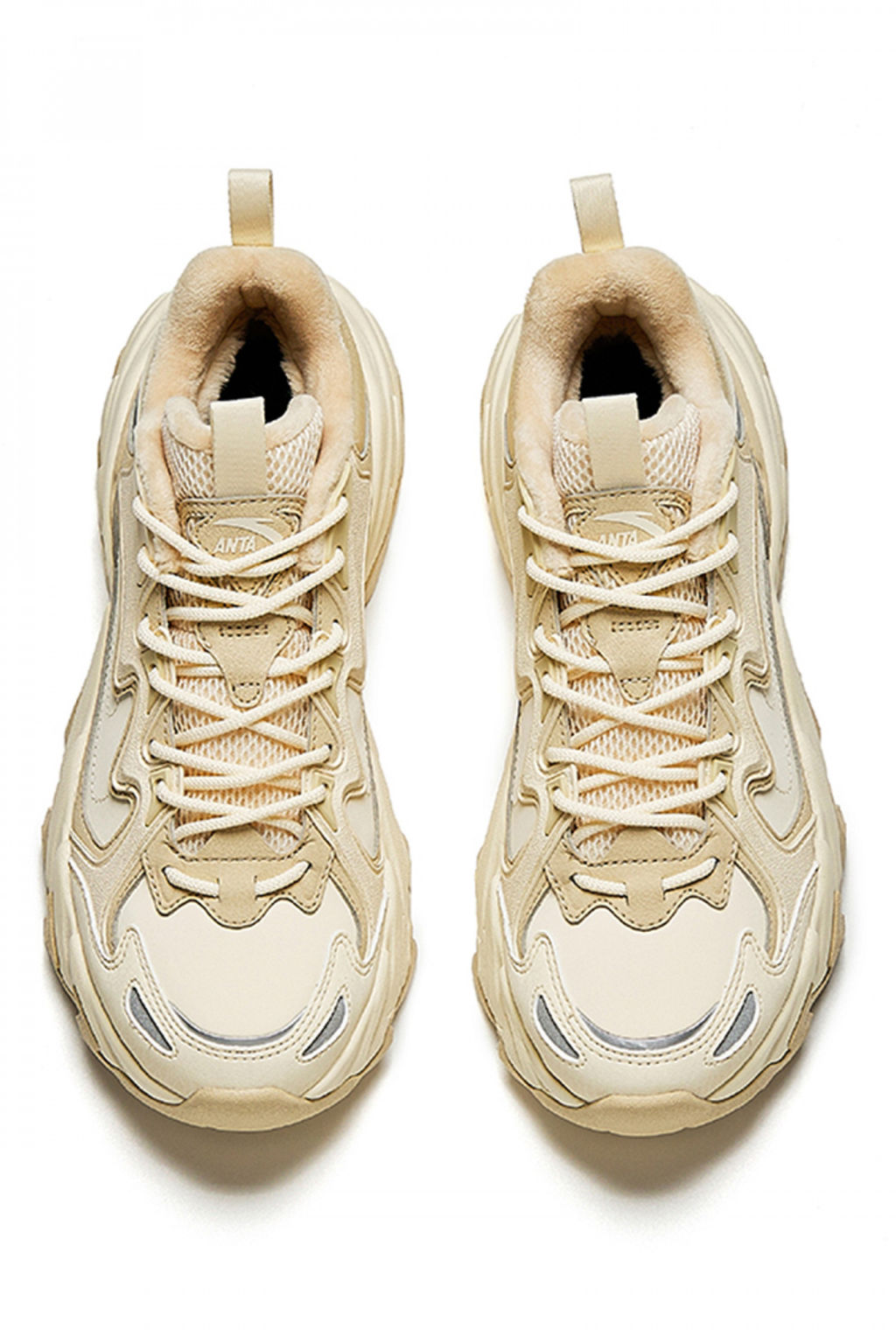 Кроссовки повседневные утепленные Бежевый/Коричневый/Серебристый