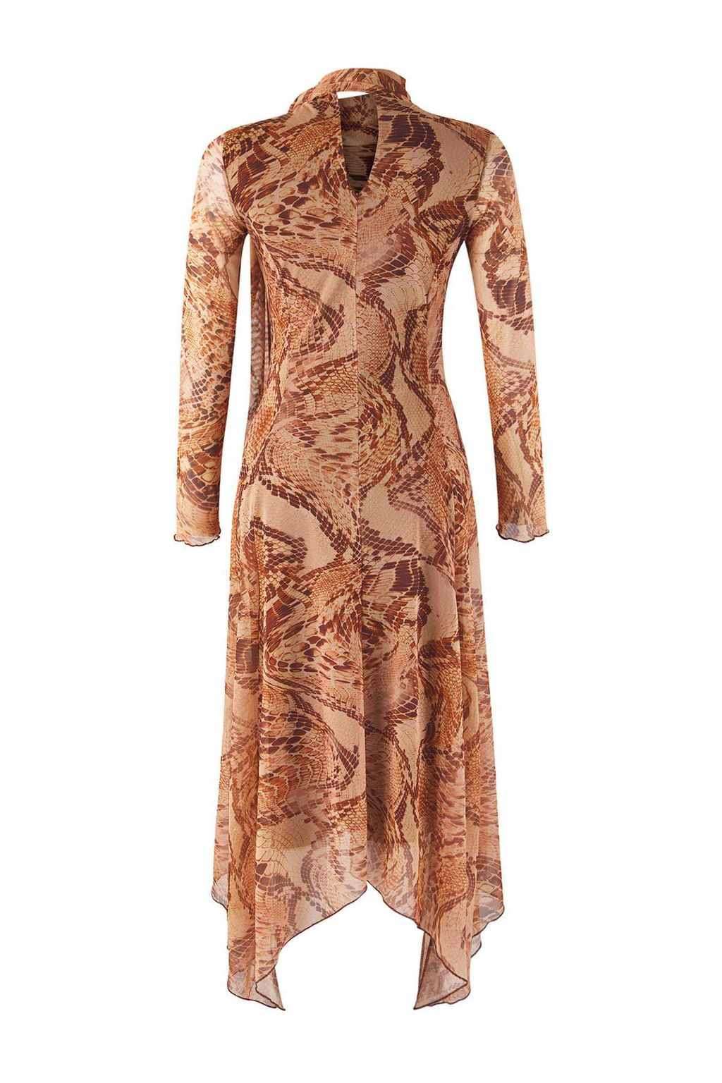 Cok Renkli Bask?l? Sal Detayl? Midi Esnek Tul Orme Elbise TWOAW26EL00160 - Trendyolmilla фото 6