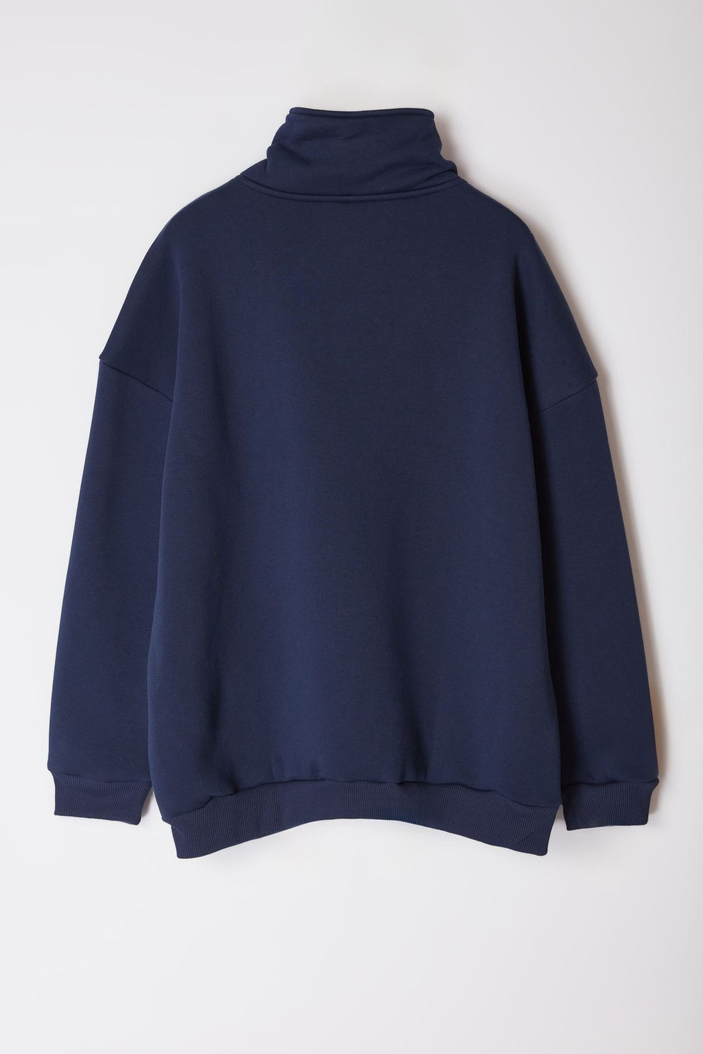 Lacivert Oversize/Genis Kesim Dik Yaka Fermuarl? Buyuk Beden Sweatshirt TMNAW25AO00039