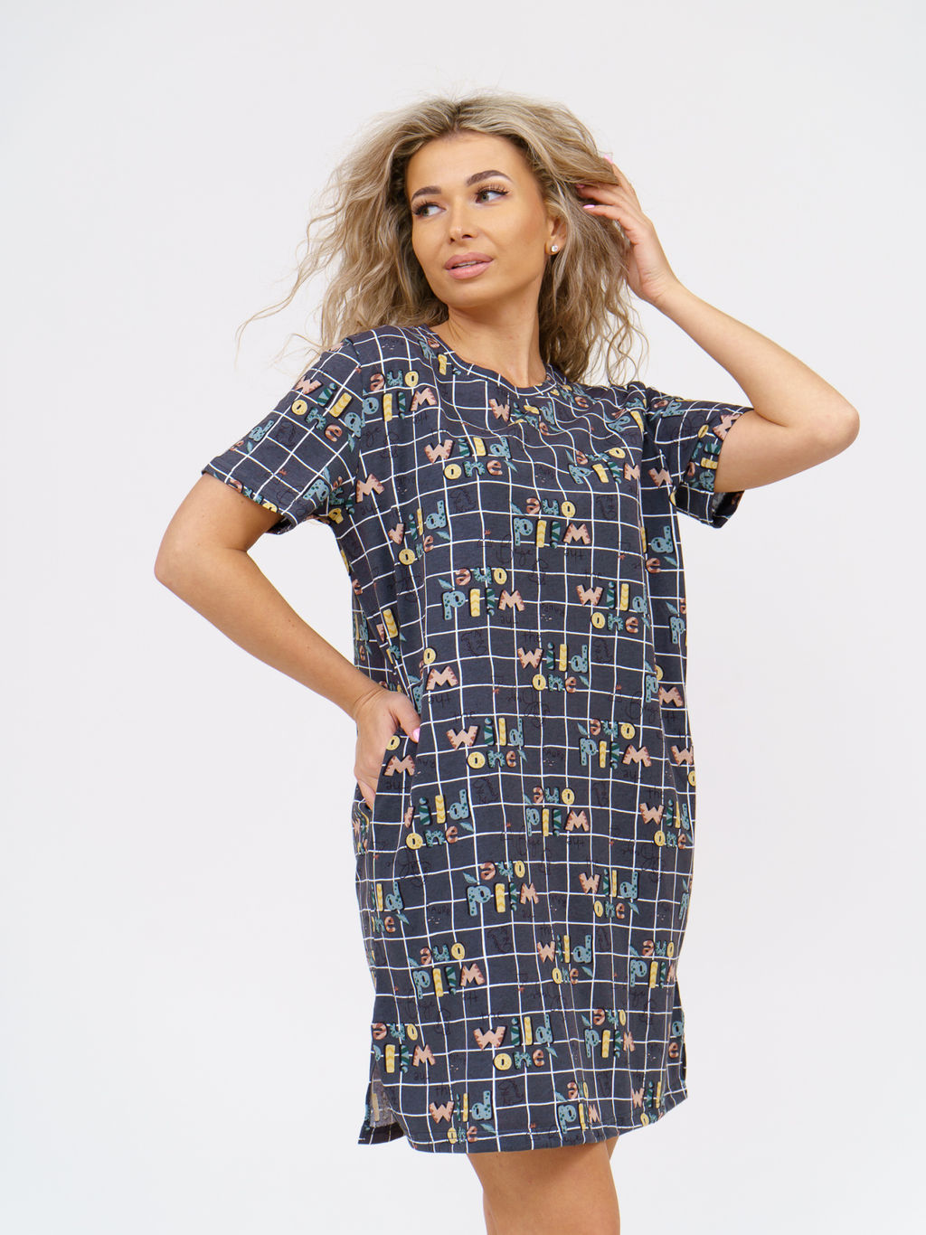 858 Туника "Клетка/фуме"