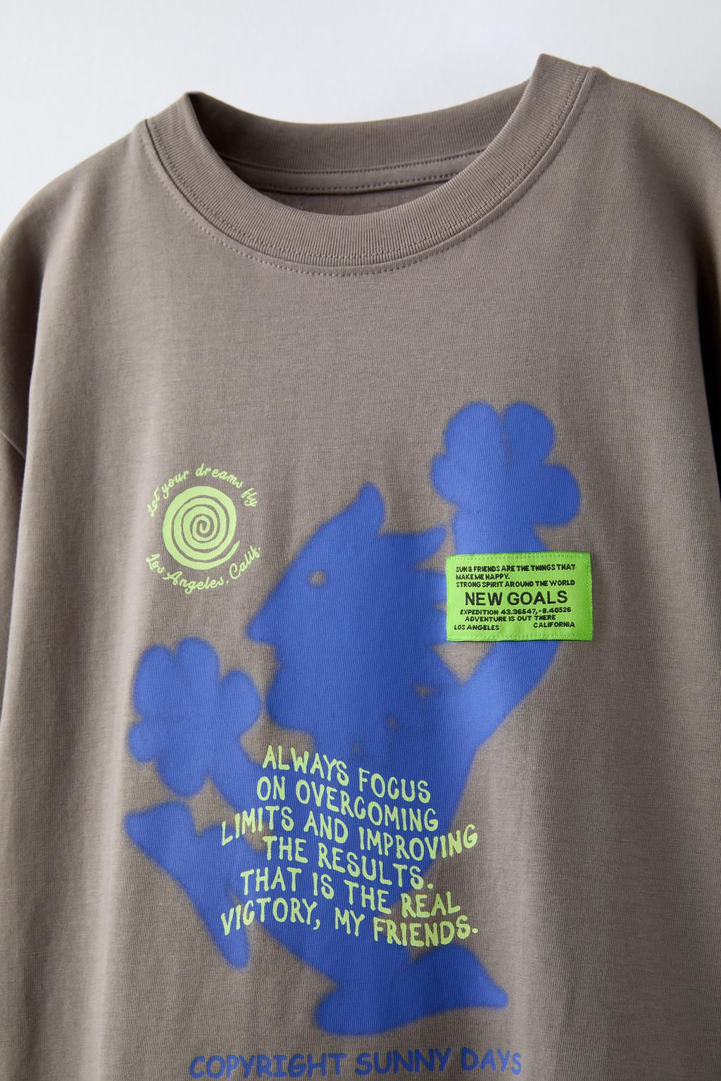 SLOGAN T-SHIRT WITH LABEL - Zara фото 3