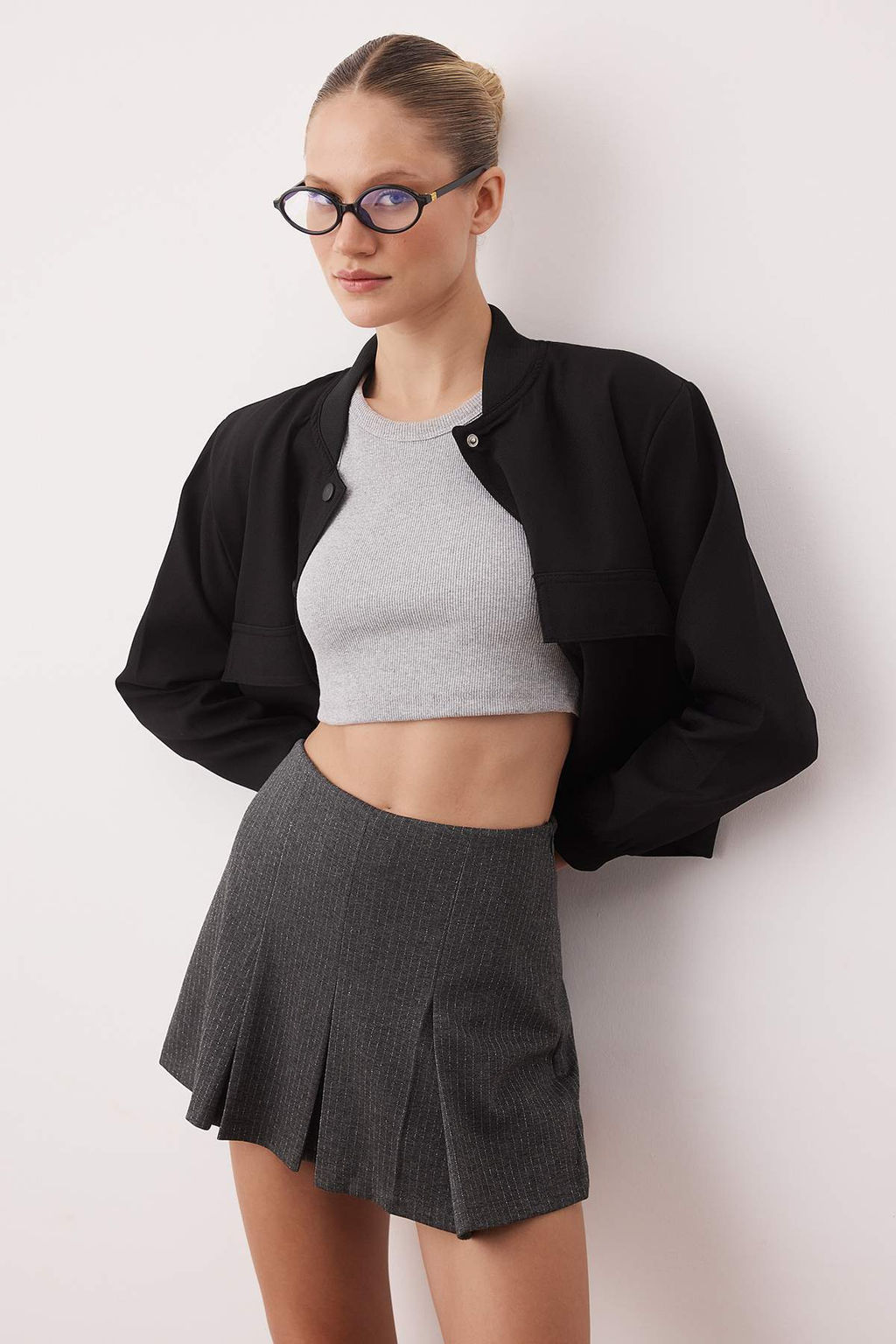 Antrasit Volanl? Mini Orme Sort Etek TWOAW26ET00104