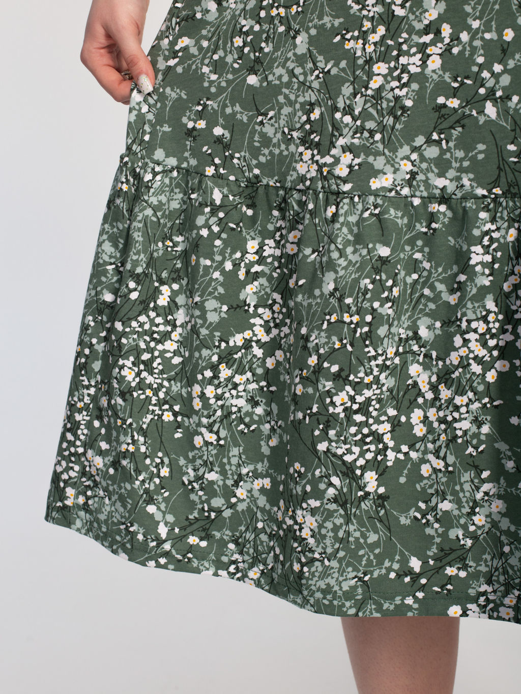 Платье женское кулирка "АГНИЯ" РОМАШКА ЗЕЛЕНЫЙ