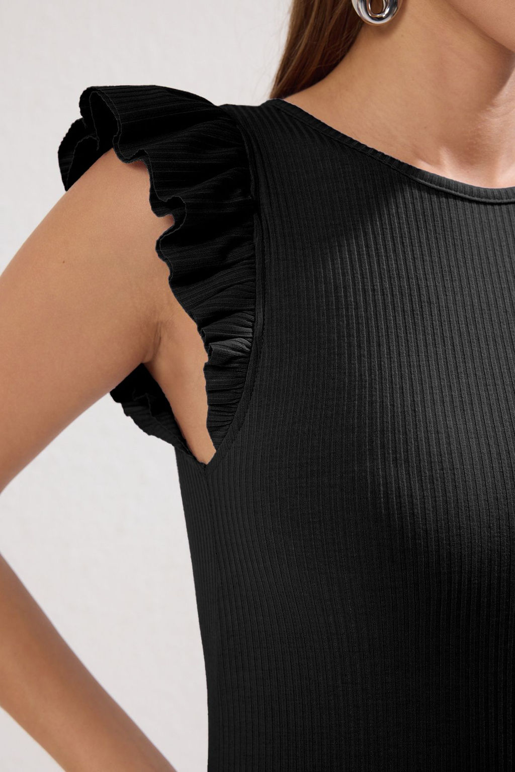 Siyah Fitted/Vucuda Oturan F?rf?rl? Orme Bluz TWOSS25BZ00215