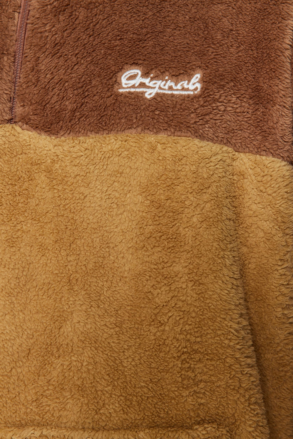 Camel Unisex Buyuk Beden Oversize/Genis Kesim Renk Bloklu Nak?sl? Pelus Sweatshirt TMNAW24AO00015 - Trendyolmilla фото 6