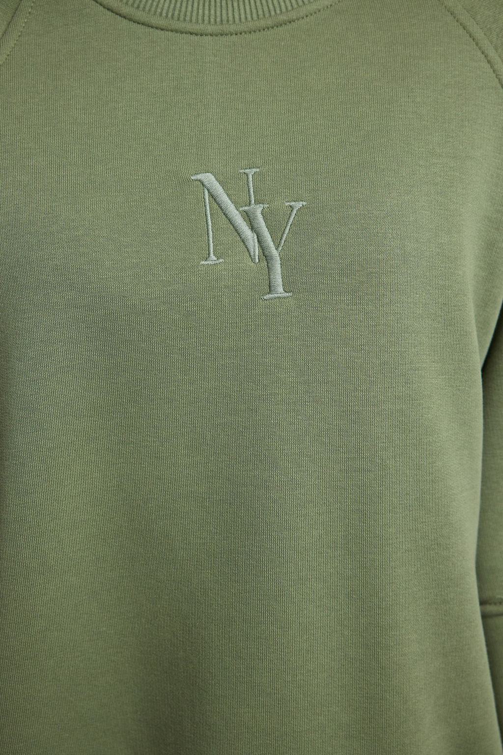Haki Bisiklet Yaka Regular Fit Nak?sl? Kal?n Ici Polarl? Orme Sweatshirt TWOAW24SW00199