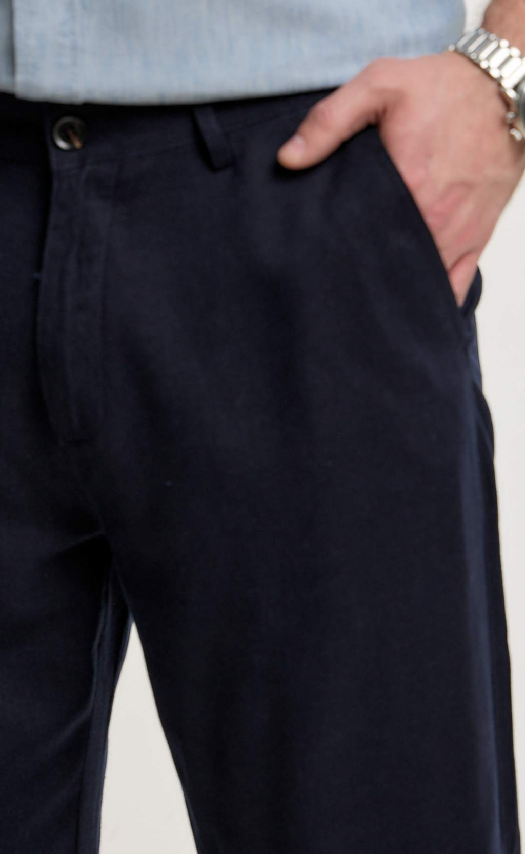 Брюки лен F511-0851 navy