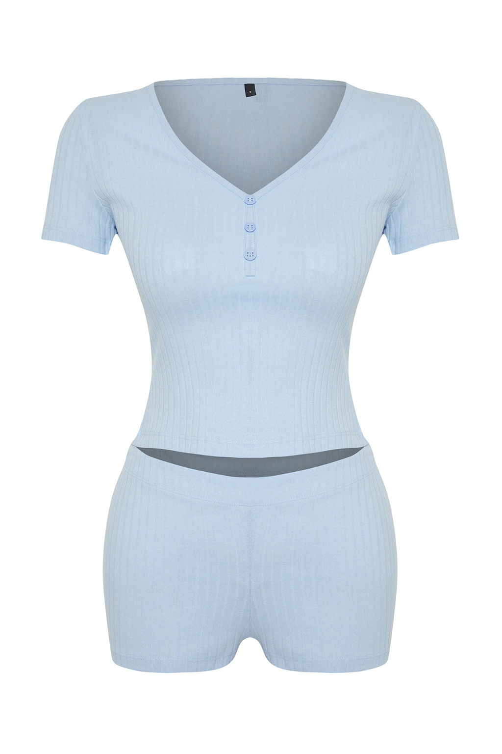 Trendyolmilla Bordo Dugme Detayl? Fitilli Sortlu Orme Pijama Tak?m? THMSS24PT00097 фото 8