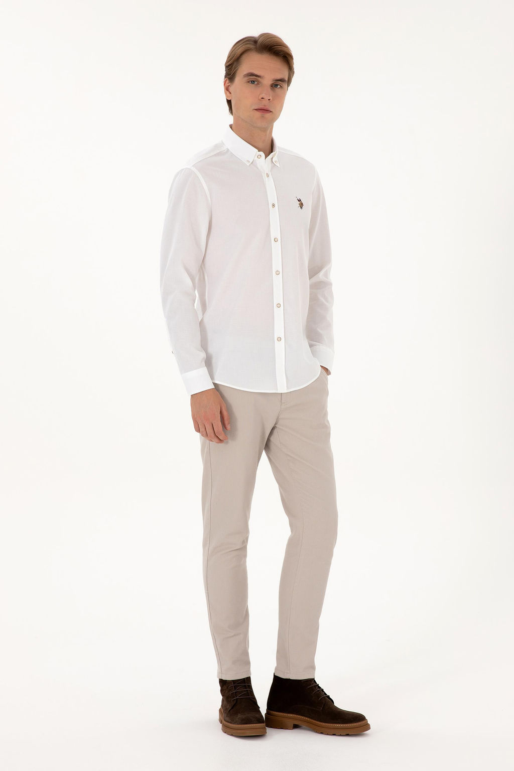 Erkek Beyaz Uzun Kollu Basic G_mlek Sepette S_rpriz _ndirim - U.s. polo assn фото 4