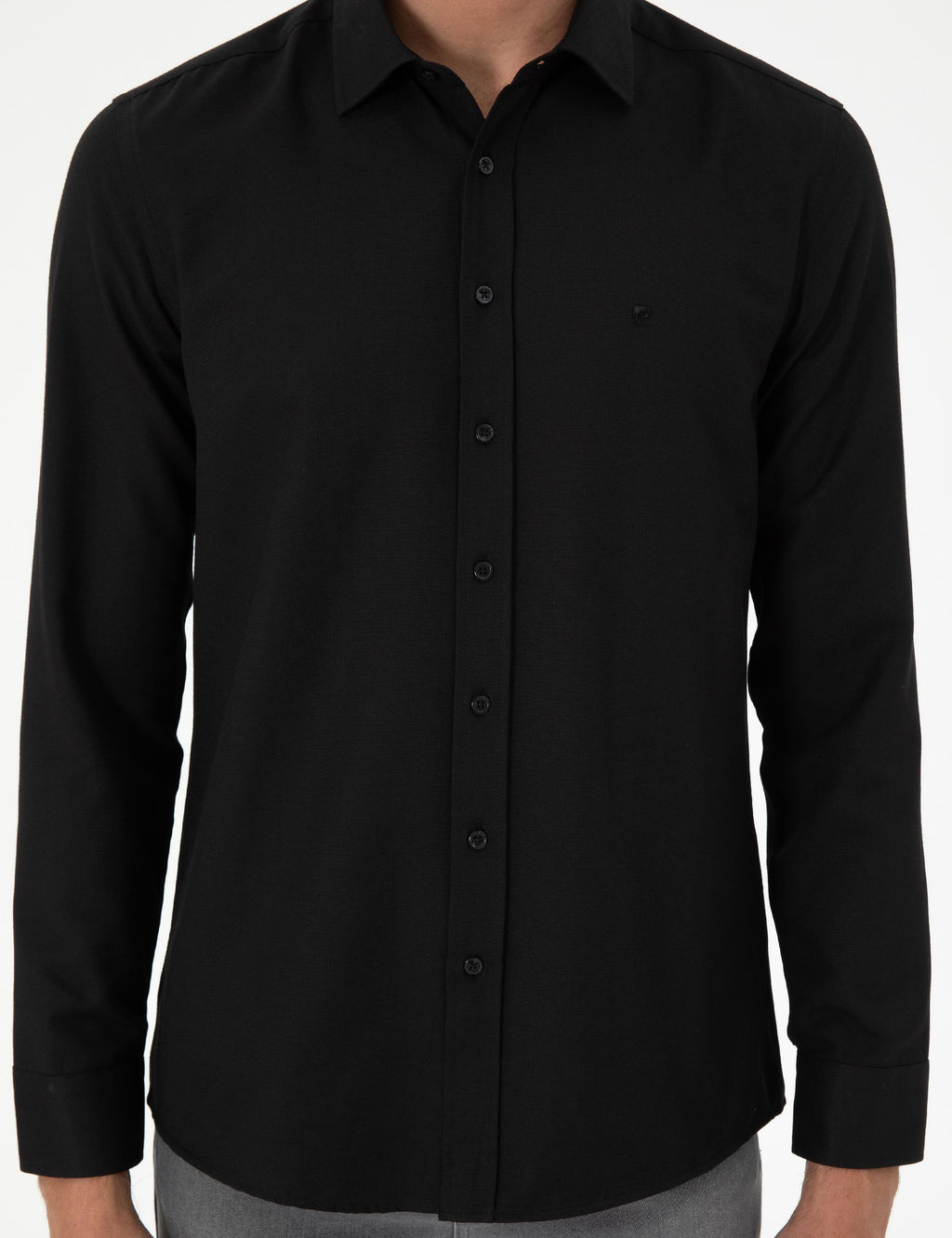 Siyah Oxford Slim Fit Uzun Kollu G_mlek
