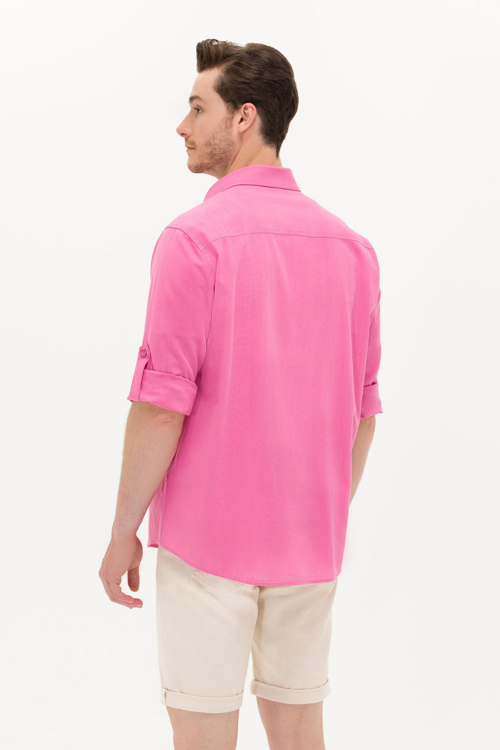 U. S. Polo Assn Мужская розовая базовая рубашка из льна - U.s. polo assn фото 5