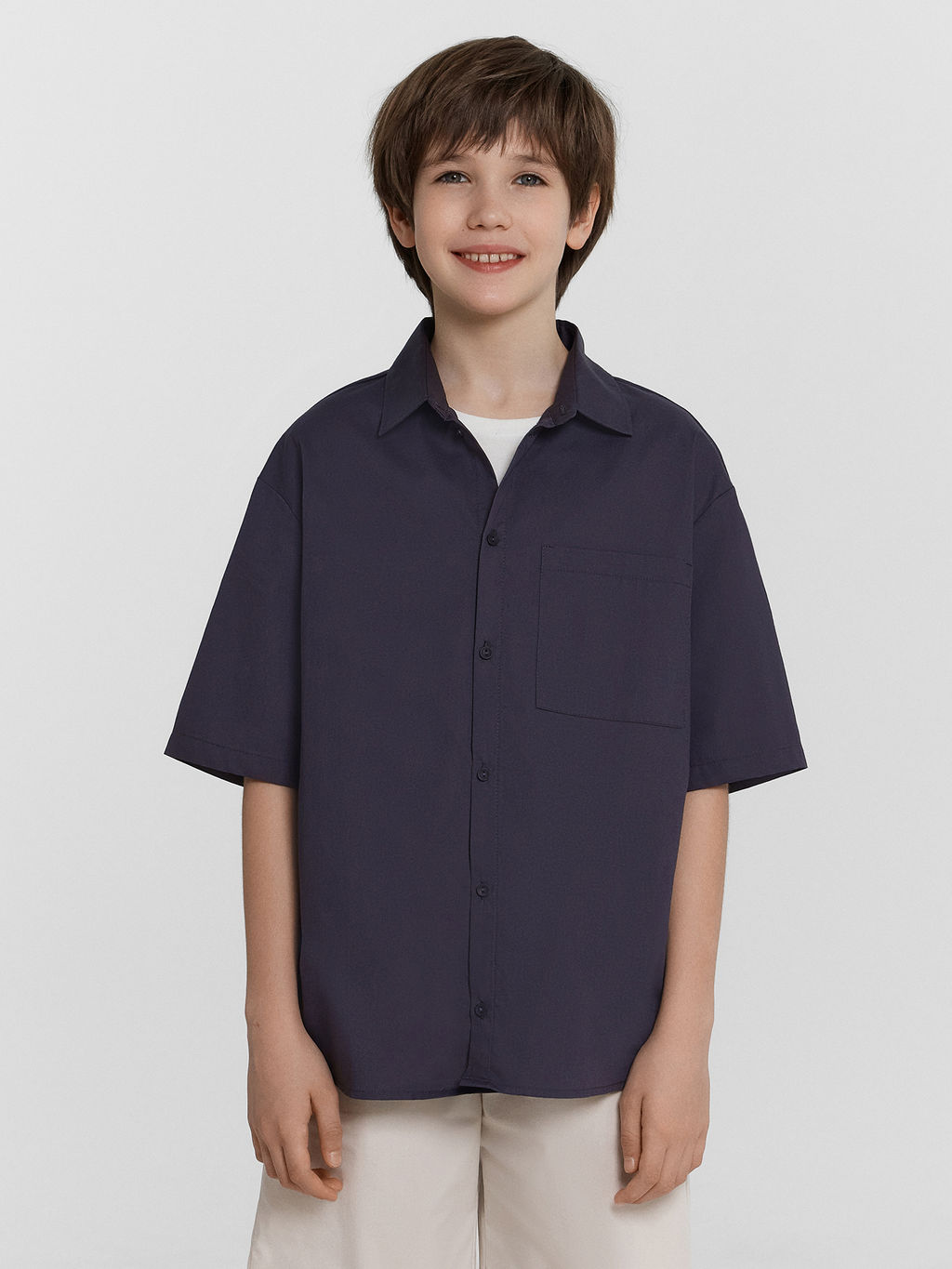 Рубашка для мальчиков серая с коротким рукавом - Mark formelle фото 2