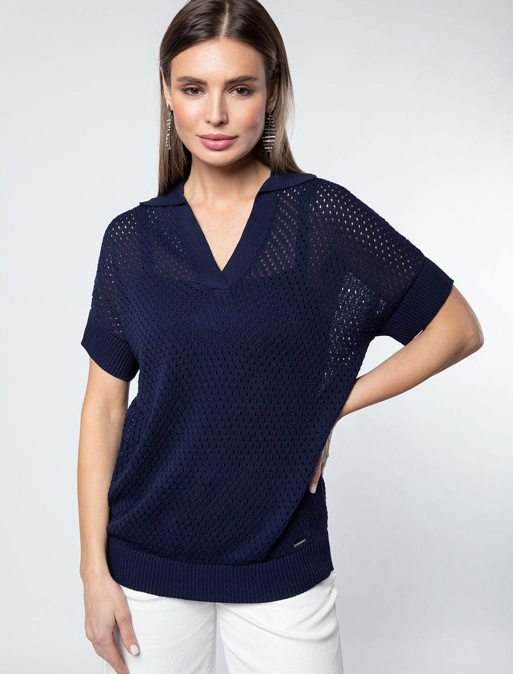 VILATTE / Джемпер-поло из гладкой вискозы с лиоцеллом  фото 7