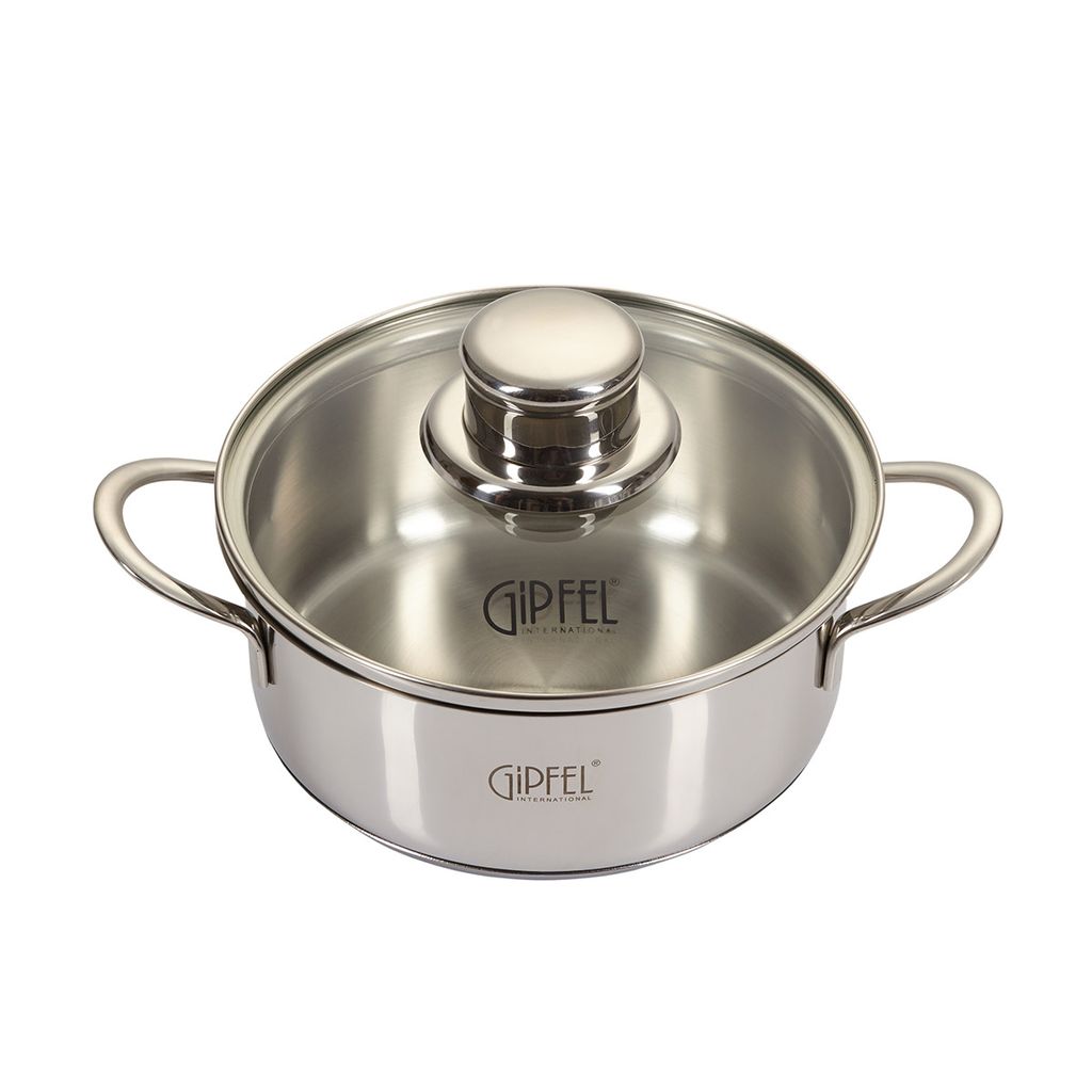 1202 GIPFEL Кастрюля MINI со стеклянной крышкой 14х6см/0,9л Материал: нерж. сталь 18/10. Толщина: 0,5мм / 2,0мм  фото 2