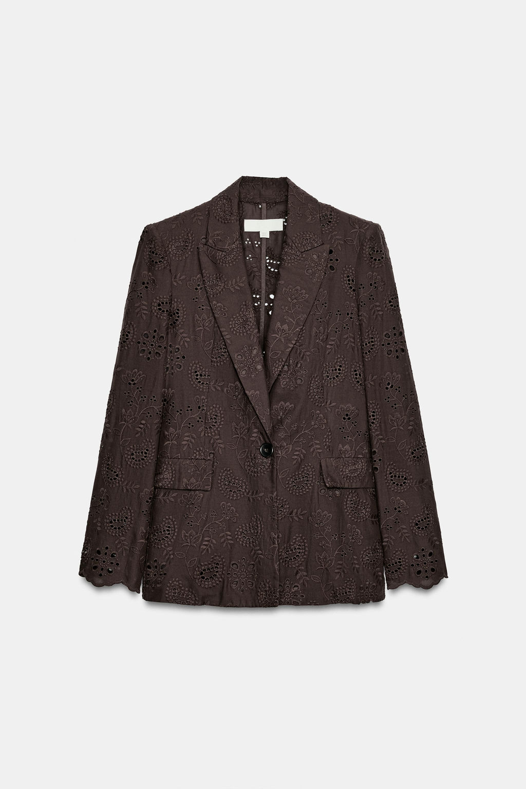 BLAZER RECTA HOMBRERAS BORDADOS PERFORADOS / Marr?n - Zara фото 8