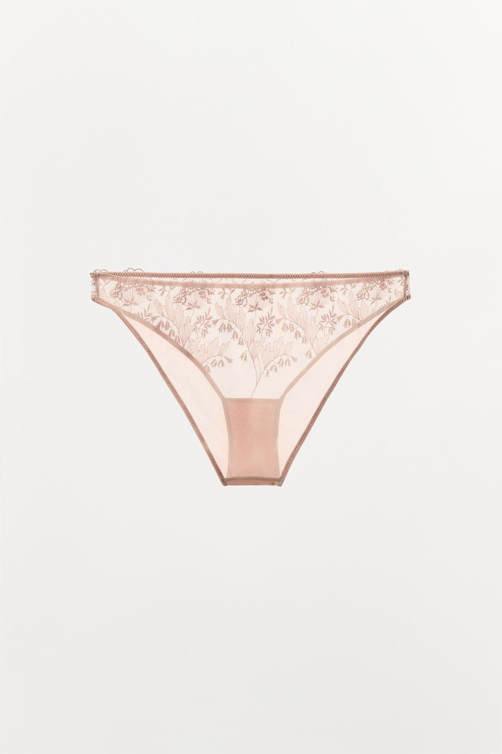 FLORAL EMBROIDERED TULLE BRIEFS - Zara фото 5
