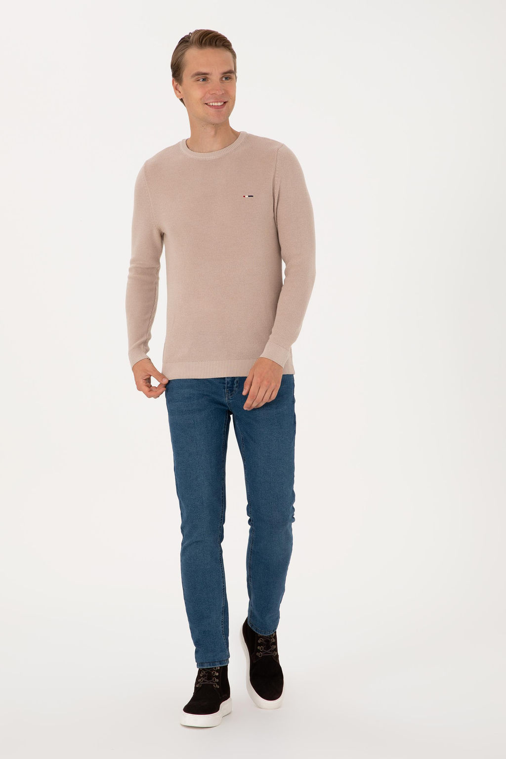 Erkek Slim Fit Bisiklet Yaka Ta_ Basic Kazak - U.s. polo assn фото 4